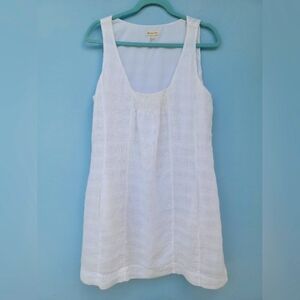 Eileen Fisher Dress with pockets. Soft, Sheer, Ivory Linen.  Lined. Size M.